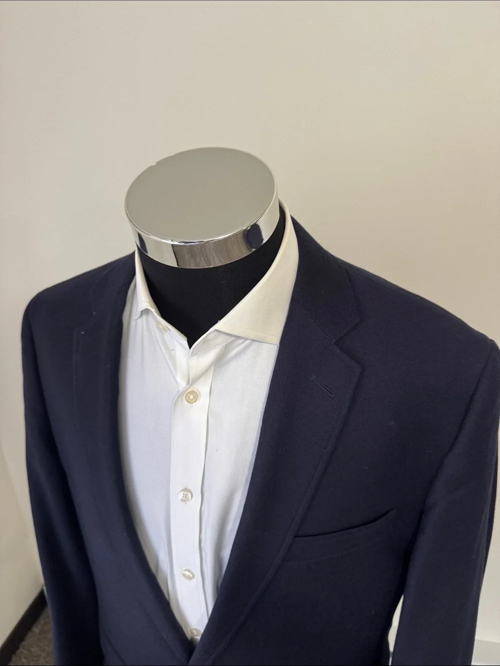 J. Crew Crosby mens 42R navy blue solid American Woolen Co sport coat EUC